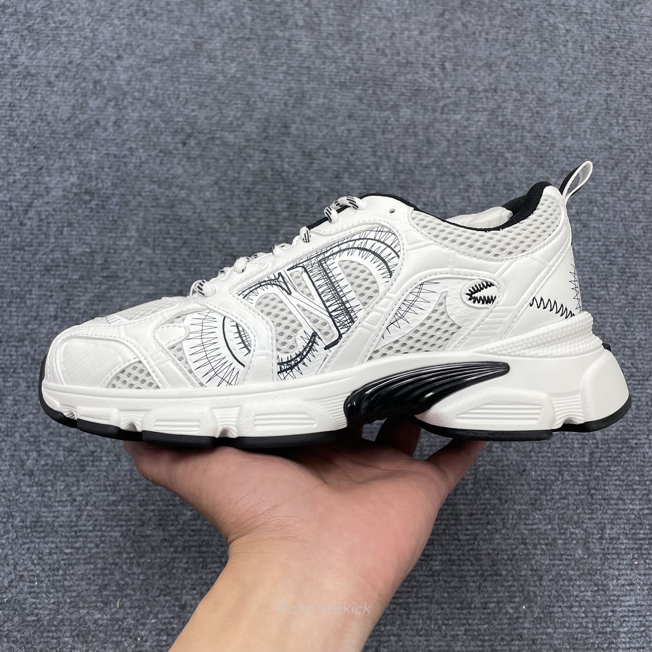 Dior Chrono Sneaker Mesh With White Black 19w White (6) - newkick.vip